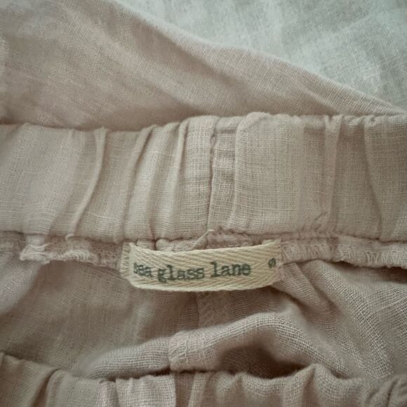 Sea Glass Lane Women’s Linen Light Pink Wide Leg Pants Minimalist Capsule - Picture 4 of 6